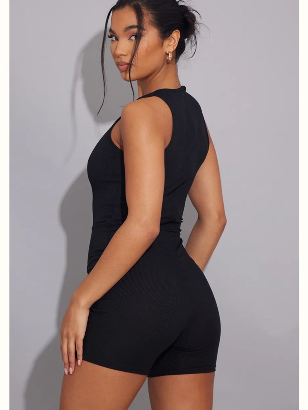 PLT Black Ribbed Sleeveless Romper 12